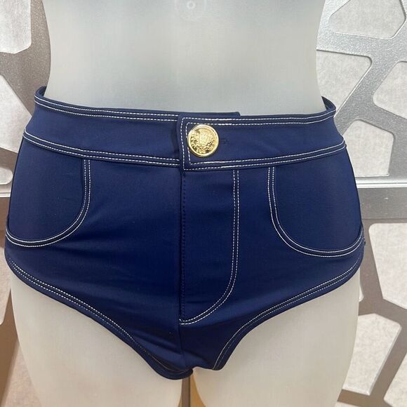 Oye Lavinia Bikini Swimsuit Set Blue Bandeau High Waisted NWT - Picture 7 of 16